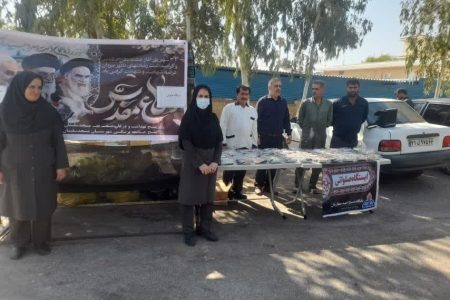 برپایی ایستگاه صلواتی ورودی بیمارستان نفت مسجد سلیمان بمناسبت هفته دفاع مقدس